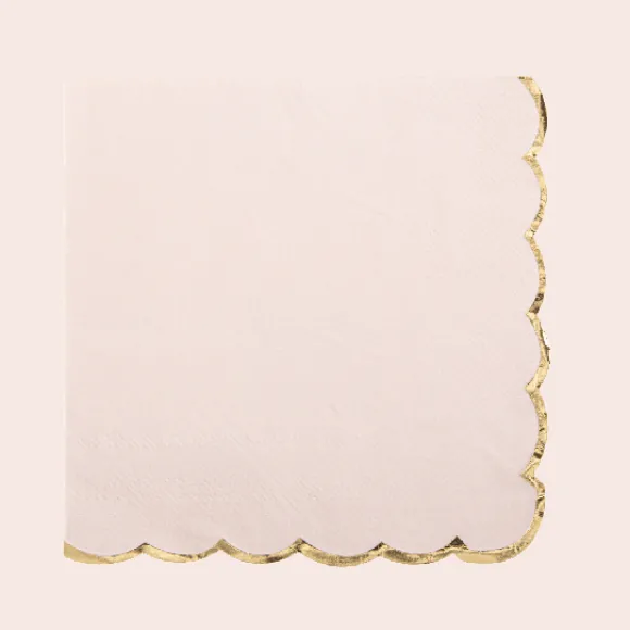 Serviette De Table En Papier Rose Liser Or X 16