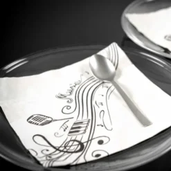 Serviette De Table En Papier Musique Blanc X 20 Pi Ces