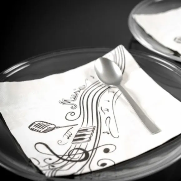 Serviette De Table En Papier Musique Blanc X 20 Pi Ces