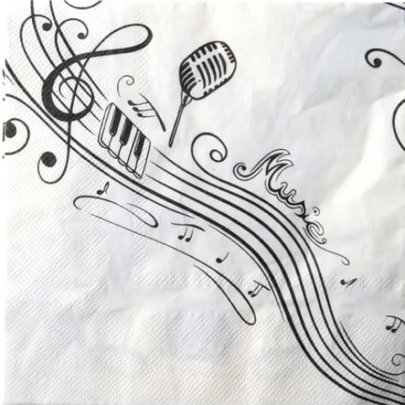 Serviette De Table En Papier Musique Blanc X 20 Pi Ces
