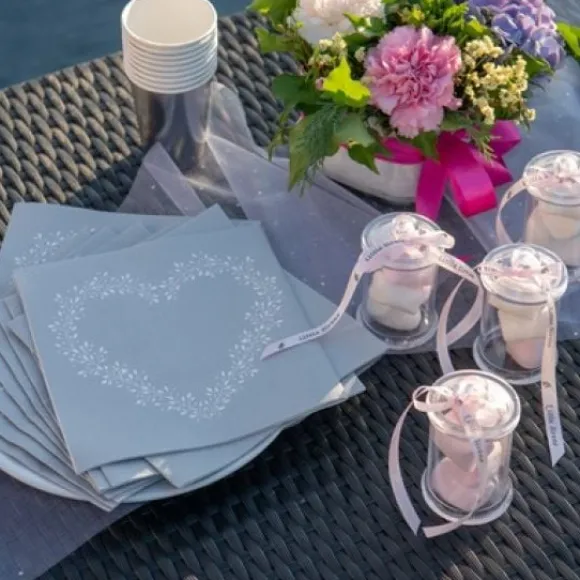 Serviette En Papier Airlaid Liser Coeur Argent