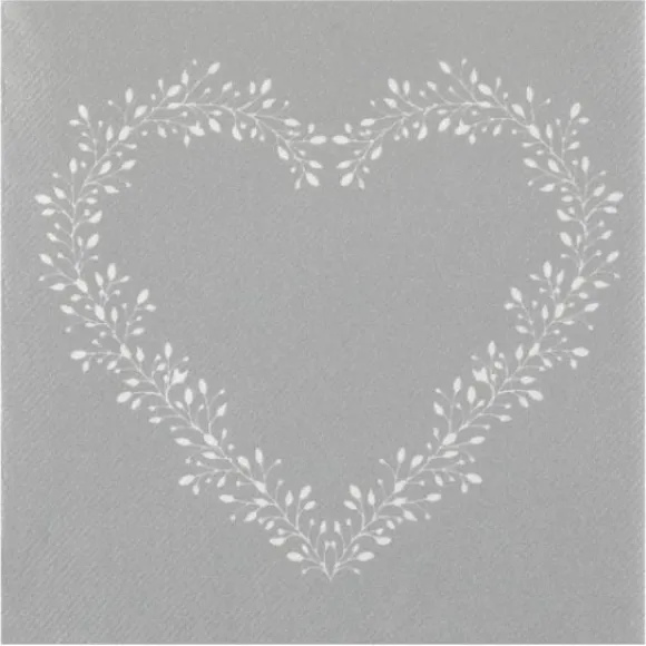 Serviette En Papier Airlaid Liser Coeur Argent