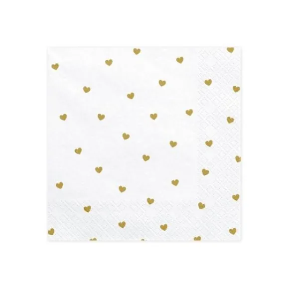 Serviette En Papier Avec Petits Coeurs Or X 20 Pi Ces