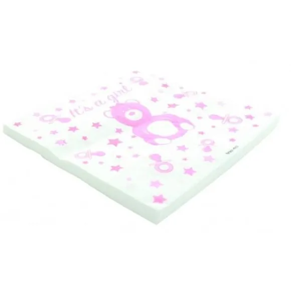 Serviette En Papier Baby Shower Fille X 20 Pi Ces