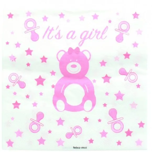 Serviette En Papier Baby Shower Fille X 20 Pi Ces