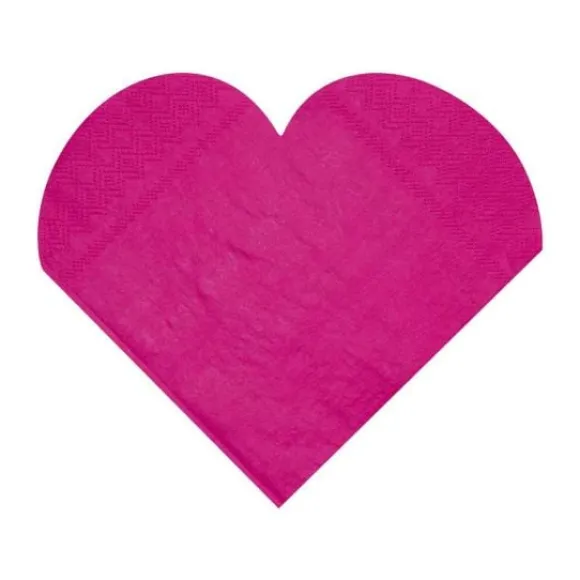 Serviette En Papier Coeur Fuchsia X20