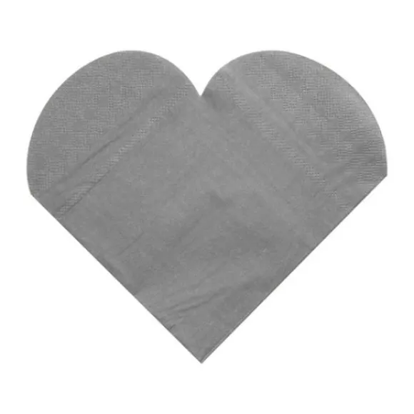 Serviette En Papier Coeur Argent X20