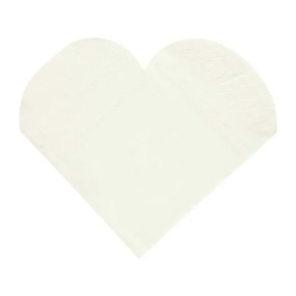 Serviette En Papier Coeur Blanc X20