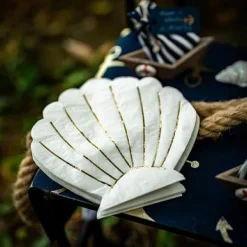 Serviette En Papier Coquillage Blanc Et Or X 16 Pi Ces