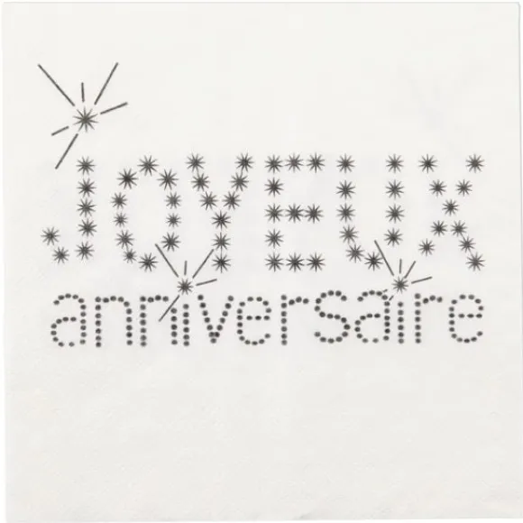 Serviette En Papier Joyeux Anniversaire Blanc X 20 Pi Ces