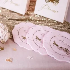 Serviette Papier Princesse Carrosse Rose X 16 Pi Ces
