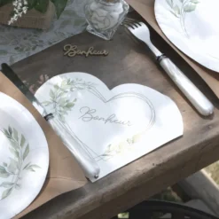 Serviettes Coeur En Papier O Bonheur 33Cm X20 Pi Ces