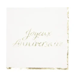 Serviettes En Papier Joyeux Anniversaire Or X 16 Pi Ces