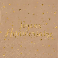 Serviettes En Papier Joyeux Anniversaire Kraft 25 Cm X20 Pi Ces