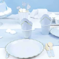 Serviettes 33X33 Cm Bleu Pastel X 16 Pi Ces