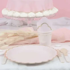 Serviettes 33X33 Cm Rose Pastel Et Or X 16 Pi Ces