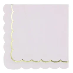 Serviettes 33X33 Cm Rose Pastel Et Or X 16 Pi Ces