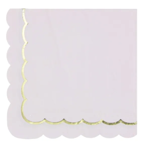 Serviettes 33X33 Cm Rose Pastel Et Or X 16 Pi Ces