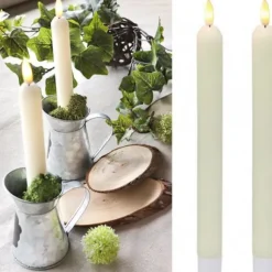 Set De 2 Bougies Flambeaux Led Ivoire