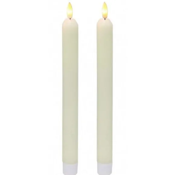 Set De 2 Bougies Flambeaux Led Ivoire