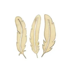 Set De 3 Embellissements Plume En Bois