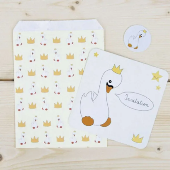 Set De 8 Invitation Baby Cygne