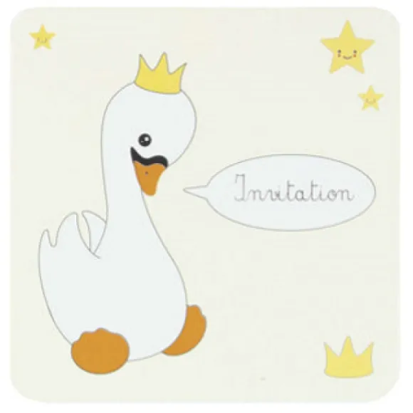Set De 8 Invitation Baby Cygne