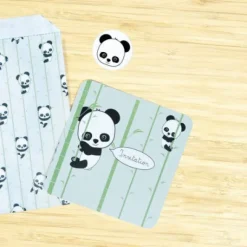 Set De 8 Invitation Baby Panda