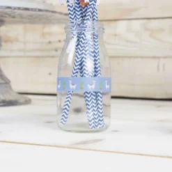 Set De 10 Pailles Chevrons Bleu Fonc Baby Lama