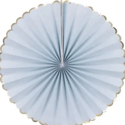 Set De 3 Ventails Bleu Pastel Et Or