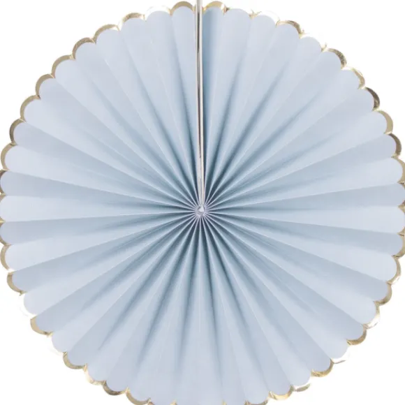 Set De 3 Ventails Bleu Pastel Et Or