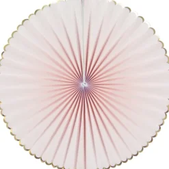 Set De 3 Ventails Rose Pastel Et Or