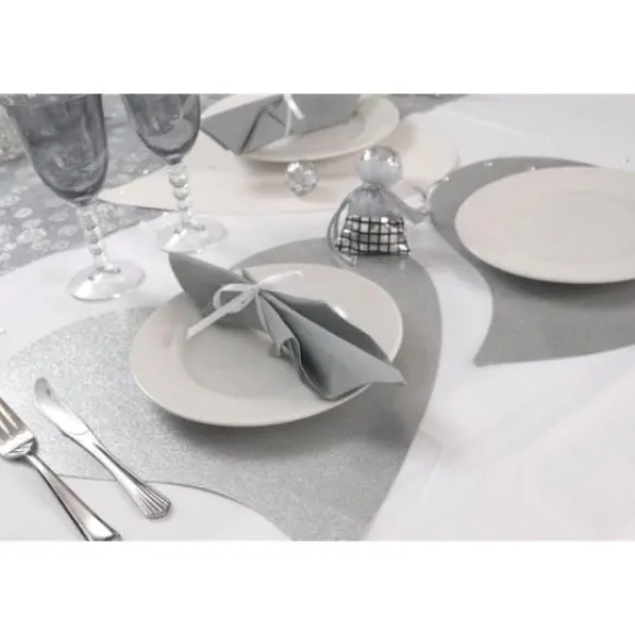 Set De Table Coeur Paillet Fuchsia X2