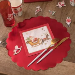 Set De Table Festonn Rouge X 6 Pi Ces