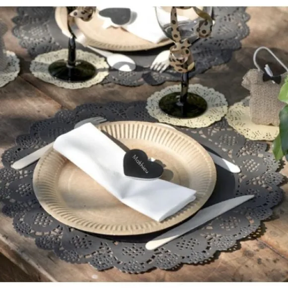 Set De Table Mariage Dentelle Noir X 10 Pi Ces