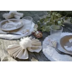 Set De Table Mariage Fourrure Noir X 4 Pi Ces