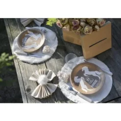 Set De Table Mariage Fourrure Noir X 4 Pi Ces