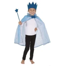 Set Princesse Paillettes Enfant Bleu Taille Unique