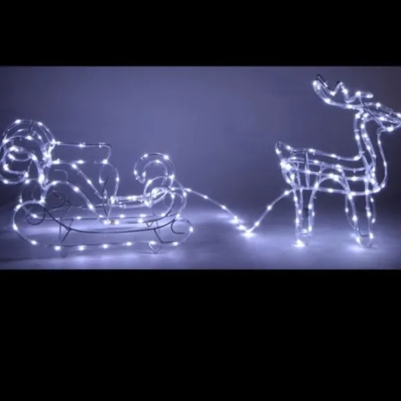 Silhouette Lumineuse Renne Avec Traineau 200 Led