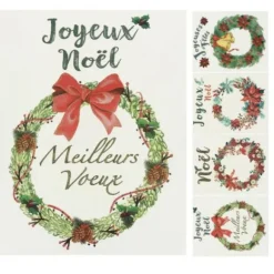 Sticker Vitro Statique Couronne De Noel