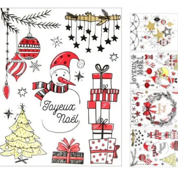 Sticker Vitro Statique Dessins De Noel