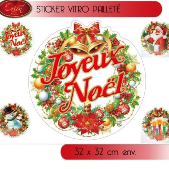 Sticker Vitrostatique De Noel Paillet 32 Cm