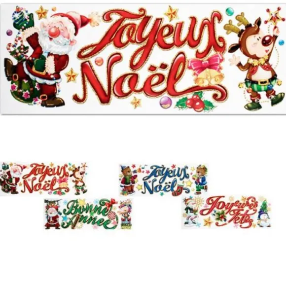 Sticker Vitrostatique De Noel Avec Paillettes