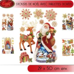Stickers F Netre Noel Avec Paillettes Dor Es