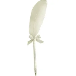 Stylo Avec Plume Ecru Pour Livre D'Or