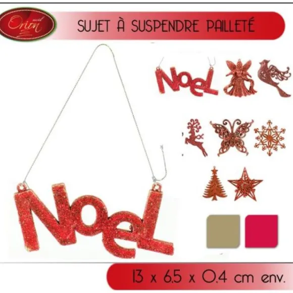 Sujet Sapin De Noel Paillet Or Rouge Suspendre