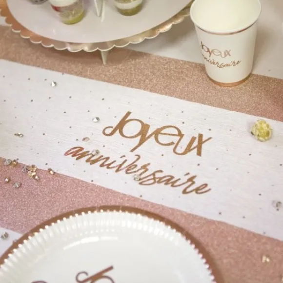 Sur Chemin De Table Joyeux Anniversaire Rose Gold
