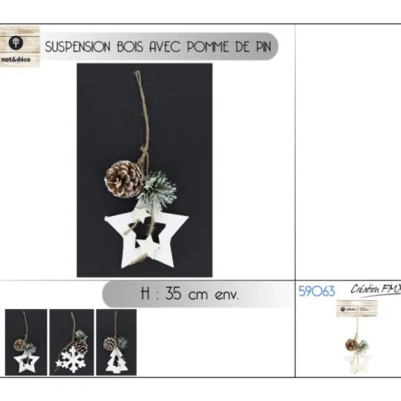 Suspension Bois Avec Pomme De Pin