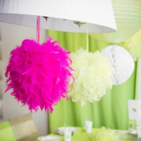 Suspension Boule Plume 10 Cm