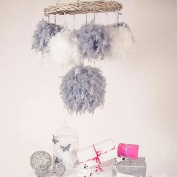 Suspension Boule Plume 10 Cm